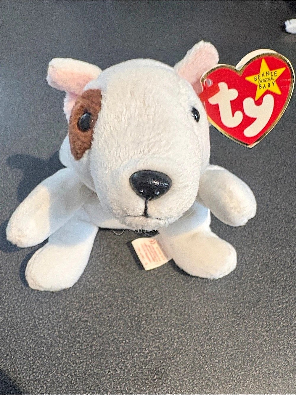Ty Butch the Bull Terrier Beanie Baby Plush Dog White & Brown